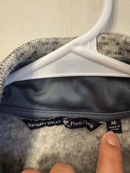 Beverly Hills Polo Club Men's Gray Space-Dyed Sweater Knit Fleece Full-Zip Vest - Picture 4 of 4